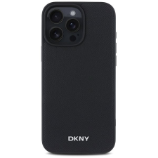 DKNY Silver Metal Logo iPhone 16 Pro fekete PU bőr Magsafe tok tok és táska