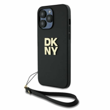 DKNY Wrist Strap Stock logós tok iPhone 14 Pro telefonhoz - fekete tok és táska