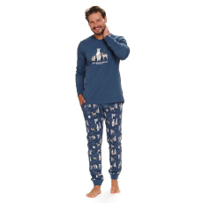 DN Nightwear Best Friends férfi pizsama, erdei állatos, kék XL