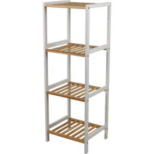 DOCHTMANN Polcállvány 35 × 30 × 100 cm, 4 szintes, fehér, bambusz bútor