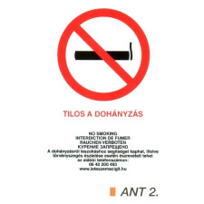 Dohányozni tilos matrica, 4 nyelvű, ANTSZ és Korm. rendelet alapján ant2 információs címke