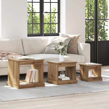  Dohányzóasztal 3 pcs Artisan tölgy Faanyag bútor
