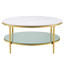  Dohányzóasztal, világos márvány/tejes/gold króm-arany, ENION 2 NEW bútor