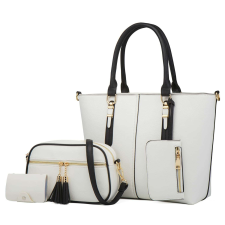 Dollcini, női kézitáska készlet, crossbody táska, divatos felső fogantyús táska, 443301, Fehér kézitáska és bőrönd