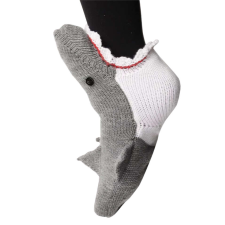 Dollcini , Unisex zokni, karácsonyi zokni, Textil Mikulás zokni, karácsonyi ajándék, cápa, Szürke női zokni