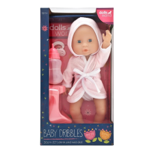 Dolls World baba 30 cm fürdethető, fürdőköpenyben, bilivel, cumisüveggel baba