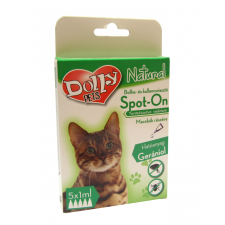 Dolly Natural bolha és kullancsriasztó spot on macskák részére 5x1ml macskafelszerelés