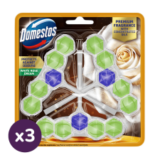 DOMESTOS Aroma Lux WC frissítő blokk, White Rose Dream, koncentrált illóolajokkal (3x3x50 g) tisztító- és takarítószer, higiénia