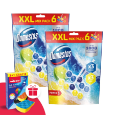 DOMESTOS Power5 WC frissítő blokk mix Lime &amp; Ocean (12x50g) + Ajándék Vileda Szivacs tisztító- és takarítószer, higiénia