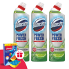 DOMESTOS Power Fresh WC Tisztító Gél Lime 3x700ml + Ajándék Vileda Szivacs