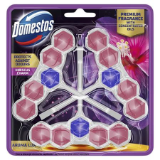DOMESTOS WC frissítő blokk, 3 db-os, DOMESTOS &quot;Aroma Lux&quot;, hibiszkusz tisztító- és takarítószer, higiénia