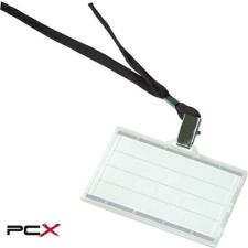 DONAU Azonosítókártya tartó, fekete nyakba akasztóval, 85x50 mm, mûanyag, DONAU névkitűző