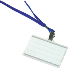 DONAU Azonosítókártya tartó, kék nyakba akasztóval, 85x50 mm, műanyag, névkitűző