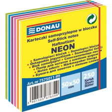 DONAU öntapadó jegyzettömb, 50x50mm,250 lap, donau, fehér és neon színek 7575011-99 jegyzettömb