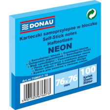 DONAU Öntapadó jegyzettömb, 76x76 mm, 100 lap, DONAU, neon kék post-it