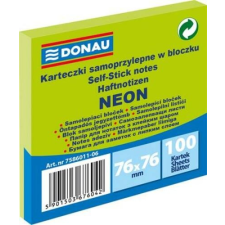 DONAU Öntapadó jegyzettömb, 76x76 mm, 100 lap, DONAU, neon zöld jegyzettömb