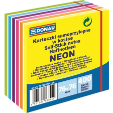 DONAU öntapadó jegyzettömb, 76x76mm, 400 lap, donau, fehér és neon színek 7574011pl-99 jegyzettömb