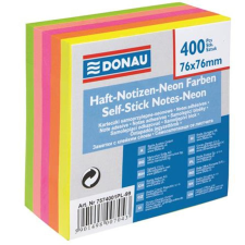 DONAU Öntapadó jegyzettömb, 76x76mm, 400lap, DONAU, vegyes neon színek post-it