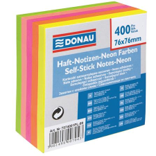 DONAU öntapadó jegyzettömb, 76x76mm, 400lap, donau, vegyes neon színek 7574001pl-99 jegyzettömb