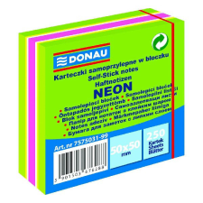 DONAU Öntapadó jegyzettömb DONAU 50x50 mm 250 lap vegyes neon színek zöld post-it