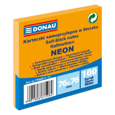 DONAU Öntapadó jegyzettömb DONAU 76x76 mm 100 lap neon narancssárga post-it