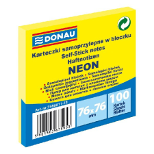 DONAU Öntapadó jegyzettömb DONAU 76x76 mm 100 lap neon sárga post-it