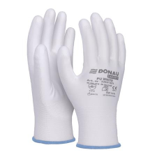 DONAU Szerelőkesztyű, PU, DONAU  Safety , 9/L méret, fehér védőkesztyű