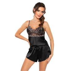 Donna Sabrina szaténpizsama, fekete L