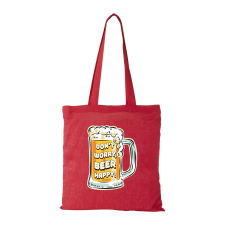  Dont worry, beer happy - Bevásárló táska Piros egyedi ajándék