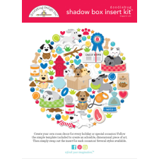 Doodlebug Design Shadow Box díszítőelem - Doggone Cute - Shadow Box Insert Kit (1 csomag) matrica