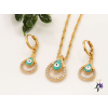  Dorottya antiallergén amulett szett, nyaklánc, fülbevaló-zöld-19K