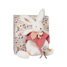 Doudou ajándékkészlet - plüss nyuszi és rongyi, 25 cm rózsaszín plüssfigura