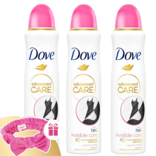 DOVE Advanced Care női Dezodor Invisible Care 3x150ml + Ajándék Hajpánt kozmetikai ajándékcsomag