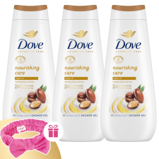 DOVE Advanced Care Nourishing Care Krémtusfürdő 3x400ml + Ajándék Hajpánt kozmetikai ajándékcsomag