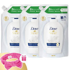 DOVE folyékony krémszappan utántöltő Deeply Nourishing 3x500 ml + Ajándék Hajpánt tisztító- és takarítószer, higiénia