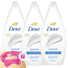DOVE Hydrate Krémtusfürdő 3x720ml + Ajándék Hajpánt kozmetikai ajándékcsomag