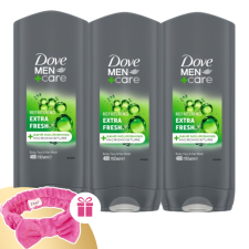 DOVE Men+Care Tusfürdő Extra Fresh 3x400ml + Ajándék Hajpánt kozmetikai ajándékcsomag