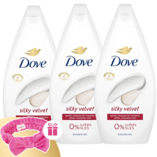 DOVE Silky Velvet Krémtusfürdő 3x450ml + Ajándék Hajpánt kozmetikai ajándékcsomag