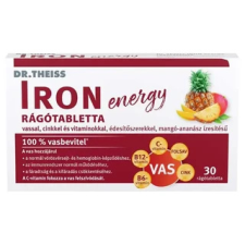 Dr. Theiss IRON energy rágótabletta mangó-ananász ízű 30 db vitamin és táplálékkiegészítő