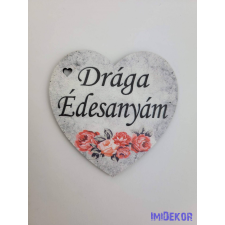  Drága édesanyám márvány virágos tábla 7x7,5 cm - szív dekorációs kellék