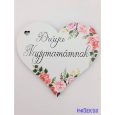  Drága nagymamámnak virágos tábla 7x7,7cm - szív dekorációs kellék