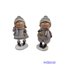  Drapp ruhás karácsonyi figura arany dísszel dekorációs kellék