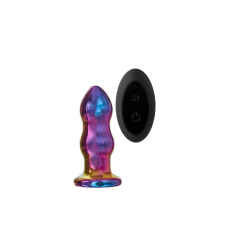 Dream Toys Glamour Glass - rádiós, üveg anál vibrátor - hullámos (színes) anál