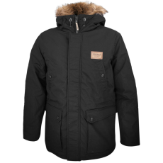  Dressa Basic nagyméretű szőrmés kapucnis férfi téli parka kabát - fekete