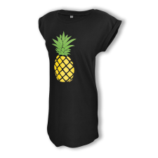 Dressa Pineapple Ananászos pamut női pólóruha - fekete női póló