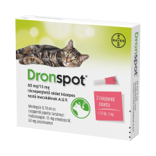 Dronspot 60mg/15mg rácsepeg.o.közepes t.macska a.u (2x) élősködő elleni készítmény macskáknak