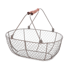 Drótkosár fa fogantyúval, 41,5 x 20 x 32 cm (WB5-M) papírárú, csomagoló és tárolóeszköz