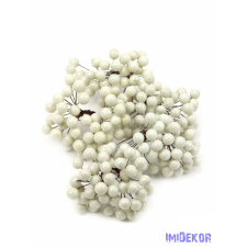  Drótos bogyó 1 cm - Fehér dekorációs kellék