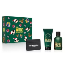Dsquared2 Green Wood SET: EDT 100ml + tusfürdő gél 100ml + Držiak na karty kozmetikai ajándékcsomag