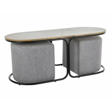  Dual Artisan Ovális Dohányzóasztal Kárpitozott Puffokkal MDF Tölgy/Fekete bútor